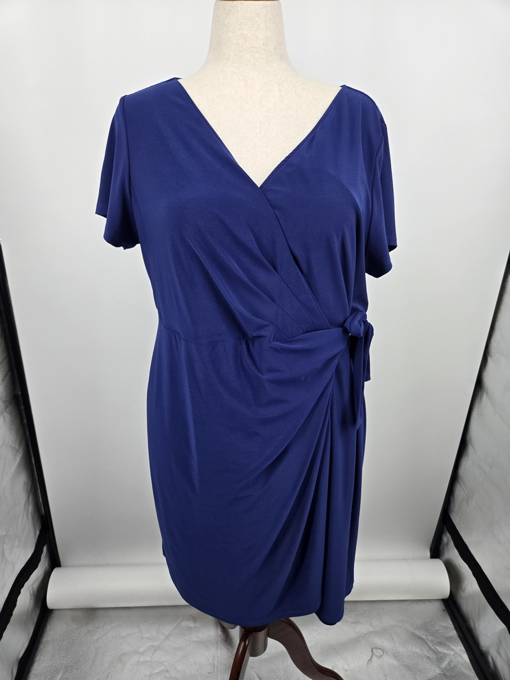 Igigi Royal Blue Faux Wrap Tie-Detail Midi Dress 18/20 (7945)